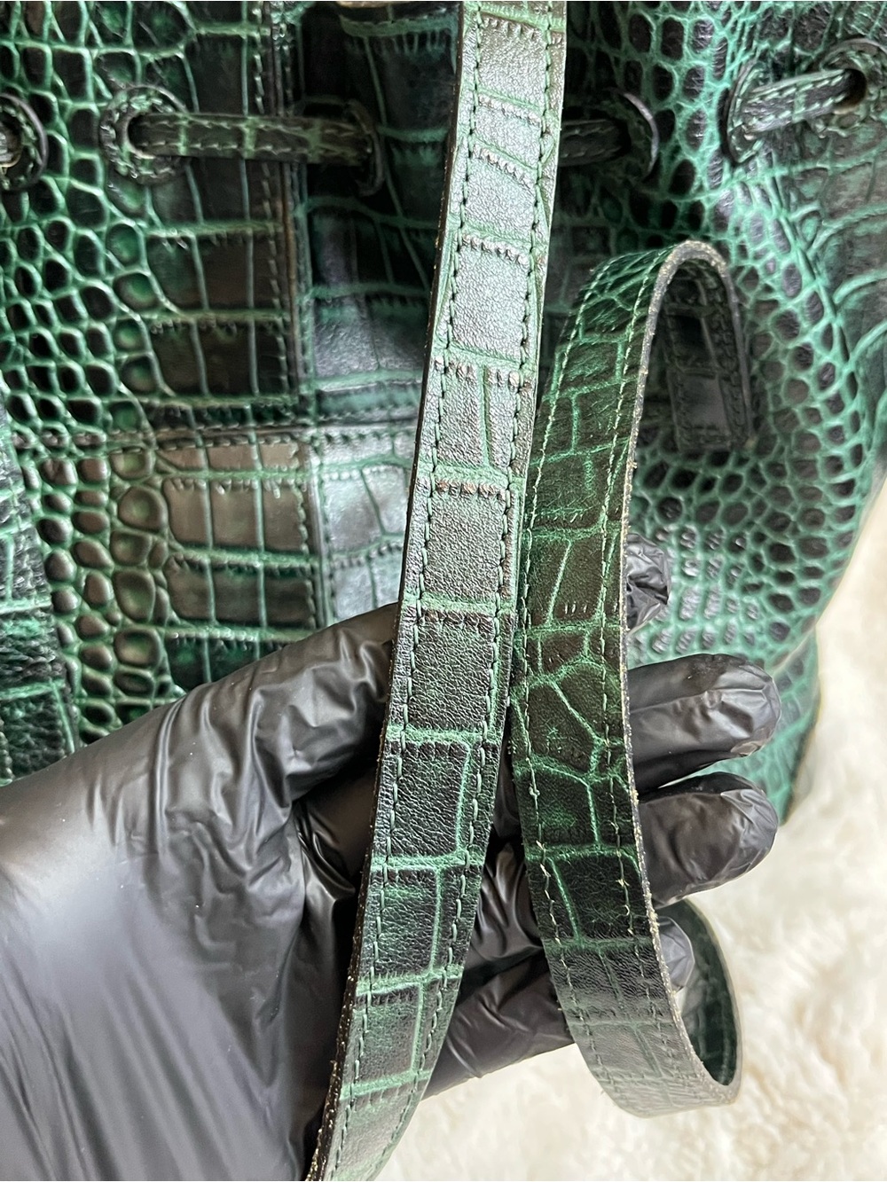 Patricia Nash Dark Green Croc-Embossed Tote with Tassel Charm - Picture 10 of 16